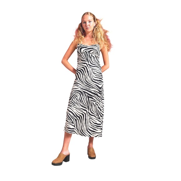Forever 21 Dresses & Skirts - Y2k Satin Strapless Maxi Slip Dress Animal Print size small